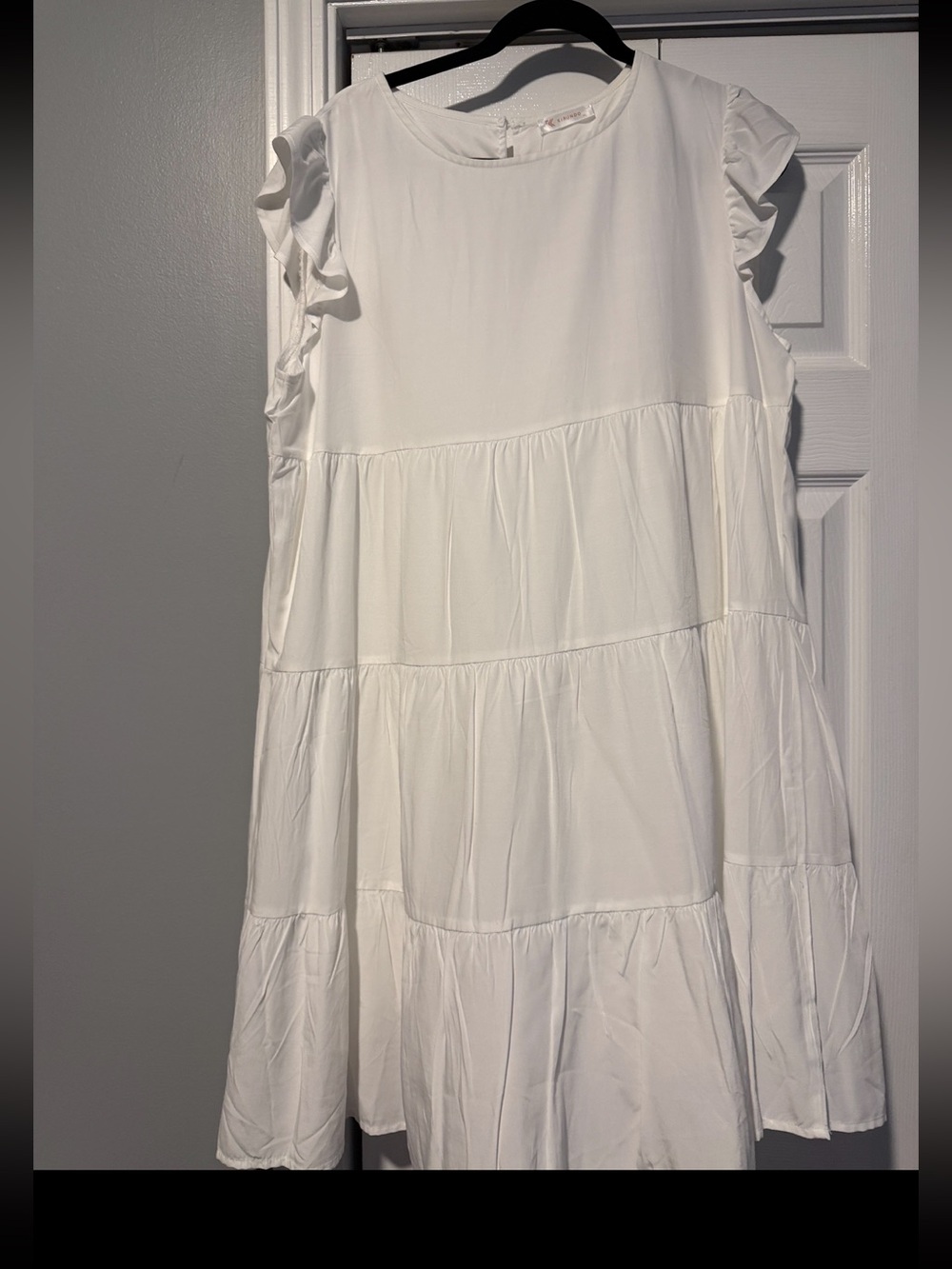 White Tiered Ruffle Sleeve Mini Dress